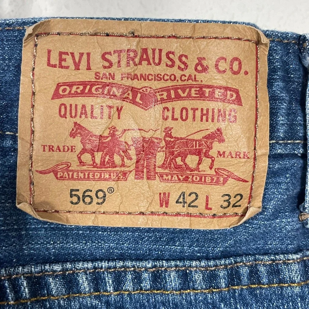 Levi's 569 Loose‎ Straight Jeans Mens 42x32 Blue 90s Grunge Y2K Baggy Classic